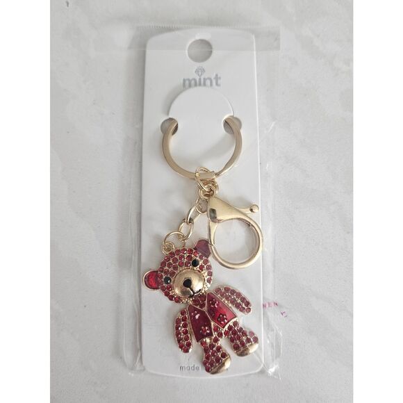 Mint Accessories - Mint Gold & Red Teddy Bear Keychain